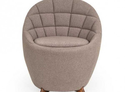 Brown upholstered armchair living room single-seater designer 1-seater wooden frame.